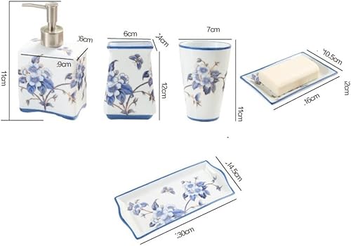Accessoires Salle De Bain Ensemble D'accessoires De Salle De Bain Complet en Céramique De Fleurs Traditionnelles Chinoises Kit De Salle De Bain Fleur Bleue Et Oiseau Vintage Accessoires Salle De Bain - Nail Gallerys