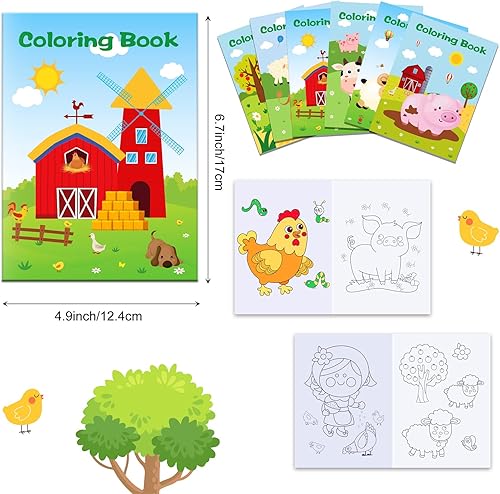 MORAINJAY 12 Mini Livres à Colorier Enfants, Mini Coloriage Enfants, Livrets de Coloriage Fille Garçon, Animaux de la Ferme, Petits Cadeaux Anniversaire, Remplissage Sacs Surprise - Nail Gallerys