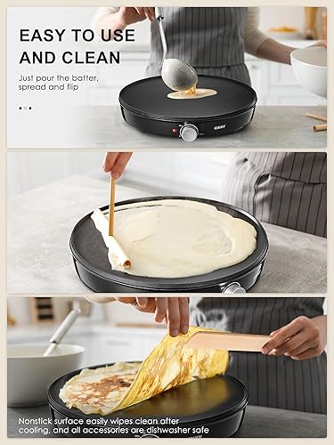 Crêpière électrique, Cikky Ø30cm Appareil à crêpes sucrées, pancakes, burritos & taccos et galettes salées, Plaque Antiadhésive, spatule et répartiteur incl., 1000W - Nail Gallerys