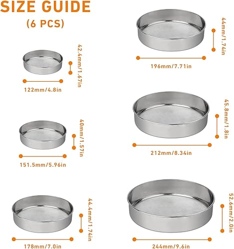 Tamis de Pâtisserie à Passoire Fine, KLEHOPE Tamis à Farine Professionnel 6 Tailles, Maille Fine 40, Tamis Inox pour les Cuisines, les Boulangeries - Nail Gallerys