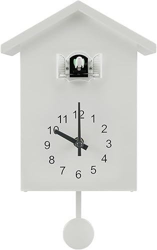 AIOKMBR Horloge de Coucou avec chémer Horloge sonore de Coucou Minimaliste avec Pendule délicat Coucou à Oiseaux House Batterie de Coucou à Poche(Blanc) - Nail Gallerys