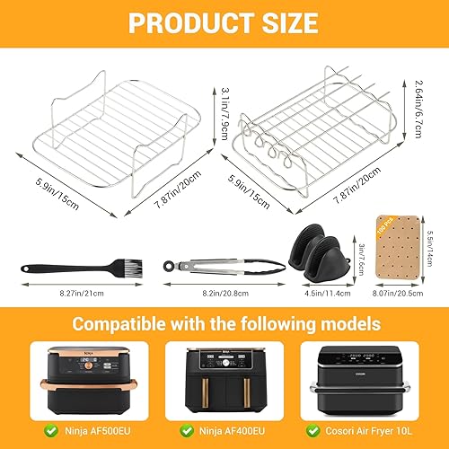 7 PCS Grille Air Fryer Ninja Accessoires Air Fryer Accessoires pour Friteuse Accessoire pour Air Fryer Moule Air Fryer Acier Inoxydable 304 avec Ninja AF300EU AF400EU - Nail Gallerys
