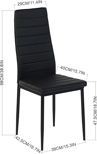 ZECIIYE Lot de 4 Chaises de Salle à Manger Simili Cuir,Chaise de Cuisine Modernes avec Dossier Haut, Pied en métal,pour Salle à Manger, Salon et Cuisine,Noir - Nail Gallerys