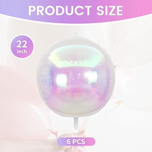 Ballon rond irisé en aluminium 56 cm – Ballon géant holographique 4D en Mylar style boule disco arc-en-ciel pour anniversaire, fête prénatale, princesse sirène, décoration de fête de mariage, ballon - Nail Gallerys