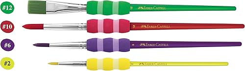Faber-Castell 481600 - Set de pinceaux à manche souple, pastel, 4 pièces - Nail Gallerys
