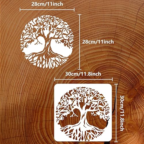 FINGERINSPIRE L'Arbre de Vie Peinture Pochoir 30x30cm Arbre de Vie Réutilisable Gabarit de Dessin Grande Taille Plante Arbre Décoration Pochoir DIY Artisanat Pochoir pour Peinture Sur Mur Meubles Bois - Nail Gallerys