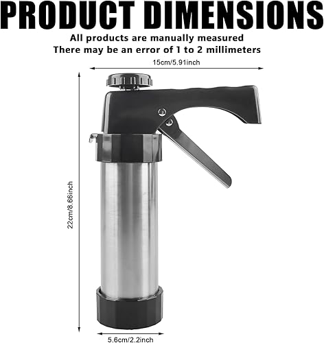 VEGOATY Presse à pâtisserie pour pâtisseries, en acier inoxydable, avec 13 pochoirs et 8 douilles, seringue à garnir pour pâtisseries DIY, presse à biscuits pour gâteaux, biscuits et décoration de - Nail Gallerys
