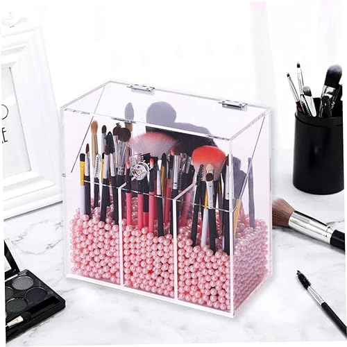 Liummrcy Organisateur de brosses en Acrylique Organisateur de brosses de Maquillage en Acrylique avec Compartiment de Couvercle Porte-Pinceau de Maquillage du Couvercle Boîte de Rangement de Pinceau - Nail Gallerys