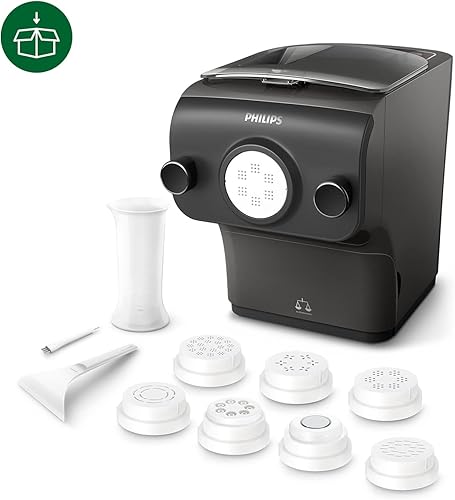 Philips Machine à Pâtes - Entièrement Automatique, Pesée Automatique, 8 Disques de Mise en Forme, Gris/Noir (HR2382/10) - Nail Gallerys