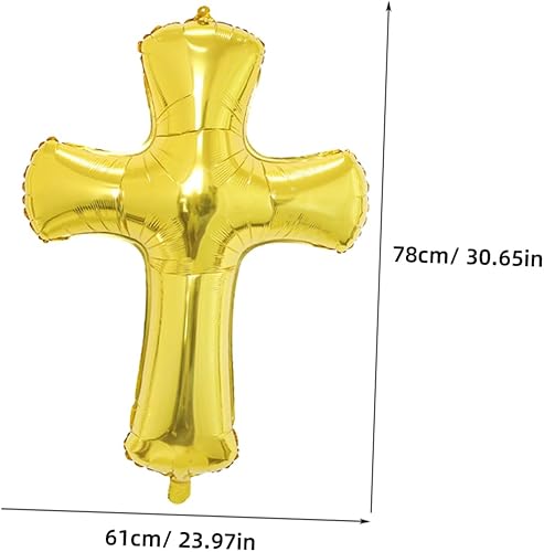 TOPPERFUN 4 Pièces Ballons De Baptême Décorations D'anniversaire Décorations De Ballon En Forme De Croix Rose Décor De Baptême Fumée Feuille D'aluminium Doré - Nail Gallerys