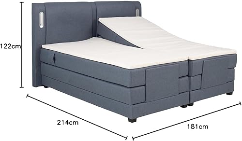 Vente-unique - Ensemble Complet boxspring tête de lit avec LEDs + sommiers Relaxation électrique + Matelas + surmatelas - 2 x 80 x 200 cm - Tissu - Gris Clair - ASTEMI de Palacio - Nail Gallerys