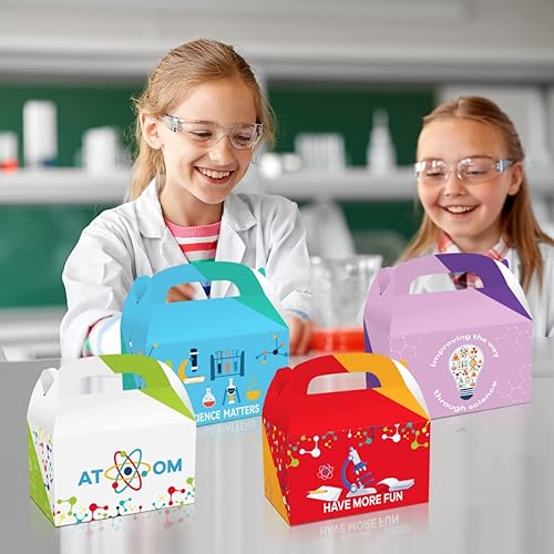 12 paquets de boîtes à friandises pour la fête de la science, boîte à friandises pour la fête de la science folle, décoration d'anniversaire sur le thème de la science à l'école - Nail Gallerys