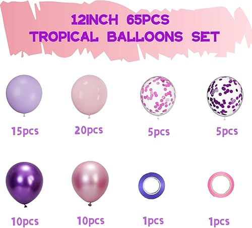 65 pièces 30 cm (12 pouces) • Confettis rose-violet métallisé et violet • Latex 100 % naturel • Ballons pour anniversaires de filles, baby shower, mariages • Pricl™ - Nail Gallerys