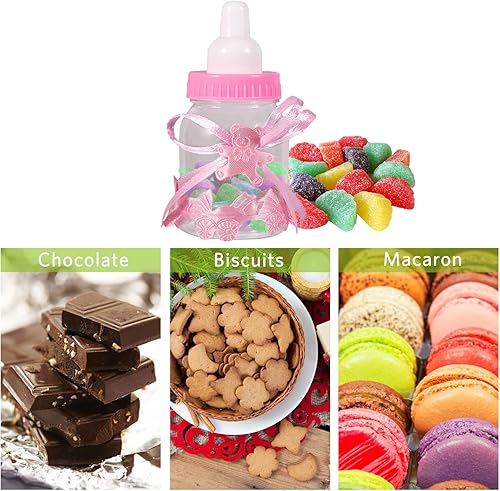 Agatige Lot de 12 Bébé Bouteilles Bonbons, Rose Bouteilles Cadeau Biberon à Dragées Biberon de Bonbons pour Fête d'anniversaire des Enfants, Baby Shower Party, Party Accessoire - Nail Gallerys