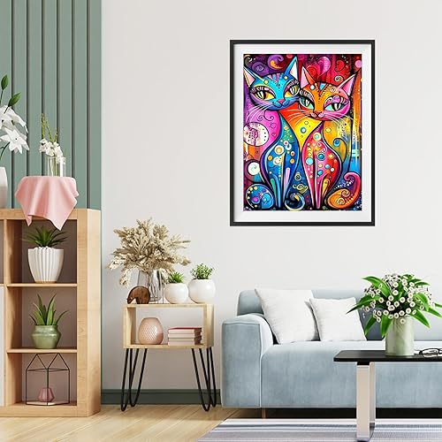 TOSTOG Diamond Painting Kit Adulte,Deux Chats Diamant Painting Images Ronde Diamond Peinture Diamant Adulte,5D DIY Cristal Débutant Art Set pour Décoration Murale Maison 30x40cm - Nail Gallerys