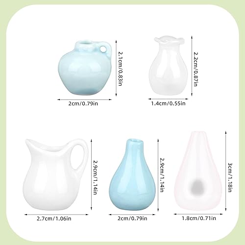 lasuroa 5pcs Magnets Mini Vases Céramique Réfrigérateur, Petits Vases Fleurs Transparents Mignons Magnets Plantes 3D comme Décoration Amusante pour Maison Bureau Cuisine & Tableau Blanc (Style D) - Nail Gallerys