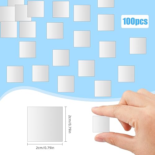 Lot de 100 mini miroirs carrés en acrylique - Mosaïque autocollante - Petit miroir à coller - Pour travaux manuels et projets de bricolage - Décoration de la maison - 2 x 2 cm - Nail Gallerys
