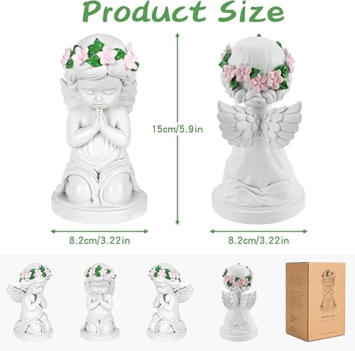 Ange Gardien, Figurine Ange Guérisseur pour Femmes, 15CM Statue Ange Decoration en Résine Tenant un Cœur pour Thanksgiving, Ange de Noel Ornement de Décoration D'intérieur pour Cadeaux Commémoratifs - Nail Gallerys