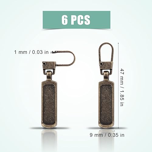 6pcs Tirette de Rechange, Métal Détachable Zipper Pull Replacement Tirette de Remplacement pour la Plupart des Articles-Sac à Main Veste Bottes Jeans Manteau Valise Bagages Robes (Bronze) - Nail Gallerys