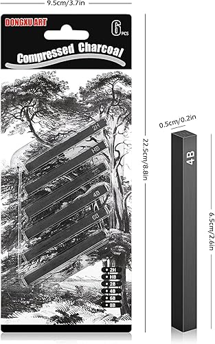 ieron Lot de 6 crayons à dessin carrés compressés pour le dessin, les croquis, les ombrages, les débutants et les artistes - Nail Gallerys