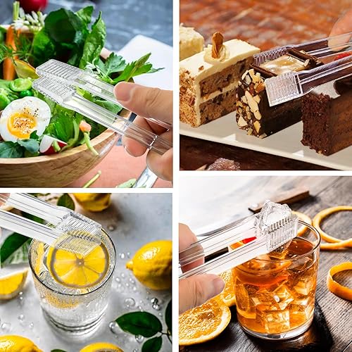 Realure 10 Pièces Pince à Glaçons, Mini Pince Cuisine en Plastique 16,3 cm, Transparente Pince de Service, Pince a Sucre, Pince Bonbon, Pince à salade, pour Cuisine, Café, Fête, Bar et Buffet - Nail Gallerys