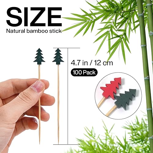PartyWoo Lot de 100 pics à apéritif, 11,9 cm, cure-dents décoratifs pour apéritif, brochettes décoratives pour cocktail, fête, pics à boisson avec arbres - Nail Gallerys