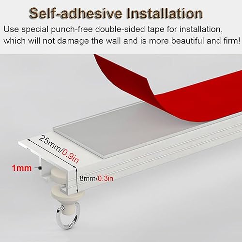 Rails de rideaux autocollants, système de rail de rideau en aluminium pour montage au plafond, parfaits pour les chambres, les fenêtres et les camping-cars, installation facile, 200 cm de longueur - Nail Gallerys