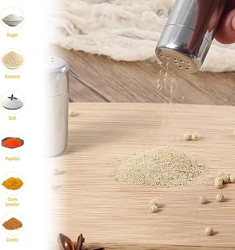 WJUAN 4 Pièces Mini Salière, Argent, Acier Inoxydable, Mini Poivrière, Ouverture en Maille de Type P et De Type S, Léger et Portable, Salière et Poivrière, pour Maison, L'hôtel, Camping - Nail Gallerys