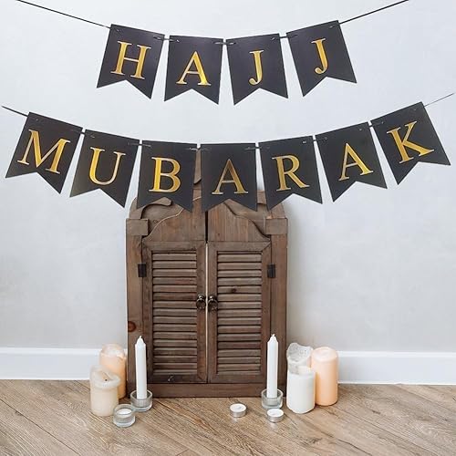 Uzztfa Bannière De Fanions Hajj Mubarak, Bannière Eid Mubarak, Guirlande De Drapeaux, Fournitures De Fête du Ramadan, Fête Musulmane, Décoration De Cheminée pour Maison - Nail Gallerys