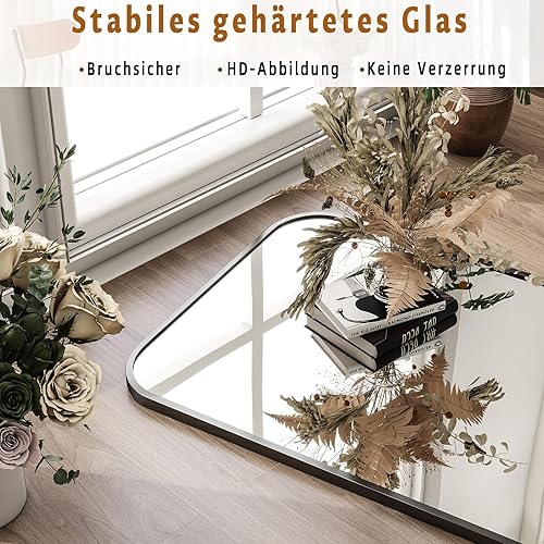 Koonmi Miroir pleine longueur, grand dôme 76 x 171 cm, monté au mur, incliné, miroir de sol, pour le salon - Nail Gallerys