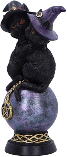 Nemesis Now Chatons Orbuculum Sorcières Chat Ornement - Figurine en résine, Deux chats avec chapeaux de sorcière, boule de cristal, décoration mystique pour les amoureux des chats - Nail Gallerys