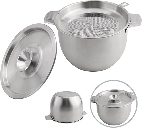 Zilimontt Filtre à huile de soupe en acier inoxydable avec couvercle, pot de filtre à huile domestique, filtre à huile de cuisine, outils de cuisine pour stocker l'huile de friture et la graisse de - Nail Gallerys