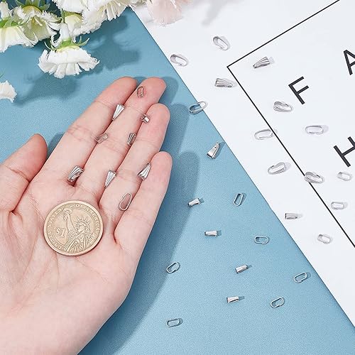UNICRAFTALE Environ 200pcs 2 Tailles Snap on Bails 304 Pendentif en Acier Inoxydable Bails Ice Pick Pincement Bails Fermoir pour Pendentif Collier Fabrication de Bijoux - Nail Gallerys