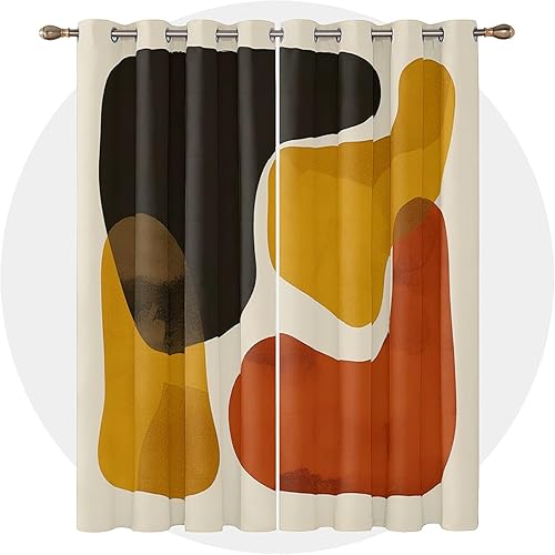 Rideau Occultant Géométrique - Rideau Thermique Motif Abstrait Minimaliste, Rideaux Chambre Salon Fenetre, Lot de 2 Rideaux et Draperies Intérieurs à Oeillets, 140x240 cm (LxH) F#-329 - Nail Gallerys