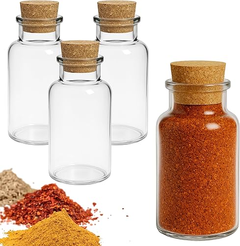 mikken Lot de 4 bouteilles en verre pharmaceutique avec bouchon en liège et étiquettes 300 ml - Nail Gallerys