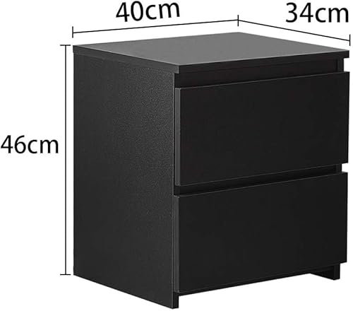 TUKAILAi Table de Chevet à 2 Tiroirs, Petit Table de Lit 30 Largeur, Table d'Appoint Salon Chambre à Coucher, Table de Nuit Bois Moderne Adulte Enfant 40x34x45cm (Noir) - Nail Gallerys
