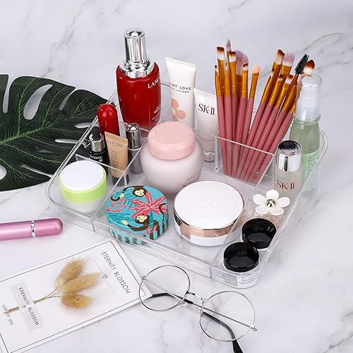 Organisateur de Maquillage, Bijoux Support D'écran Cosmétique avec 8 Compartiments de Rangement, Crystal Clear Porte-Pinceau à Maquillage pour Tiroirs de Salle de Bains de Comptoir Vanity - Nail Gallerys