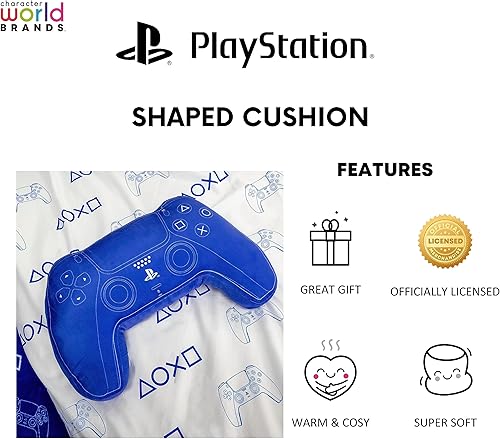 Character World Coussin en Forme de Manette Playstation sous Licence Officielle | Parfait pour la Chambre à Coucher ou la décoration de Jeu, Bleu - Nail Gallerys