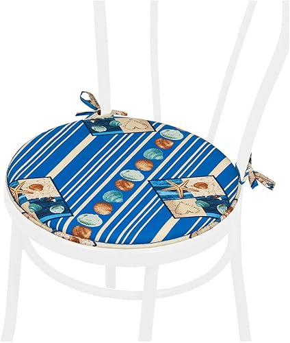 emmevi Dalia45A Coussin de chaise rond souple, universel, lavable, marine, coquillages, blanc - Nail Gallerys