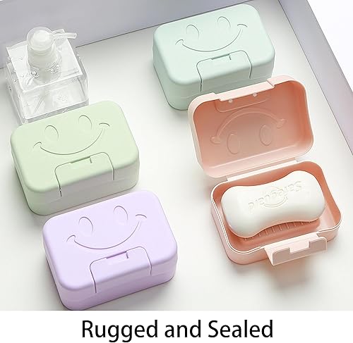 4 Pack Porte-Savon Portable Avec Couvercle, Boîte de Voyage Avec 2 Sacs, Pour Camping, Salle de Bain, Voyages et Activités de Plein Air (4 Couleurs) - Nail Gallerys