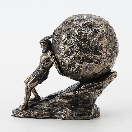 Veronese Design Figurine de collection Sisyphe roulant le Boulder en résine bronze coulée à froid 11,4 cm de haut - Nail Gallerys