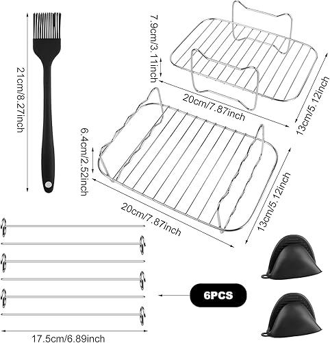 QOUBNIC Accessoires Air Fryer pour Ninja 10.4l, Supports de Friteuse à Air Comprimé pour Ninja Foodi AF500uk avec 6 Brochettes à Kebab, AF500EU Accessoires - Nail Gallerys