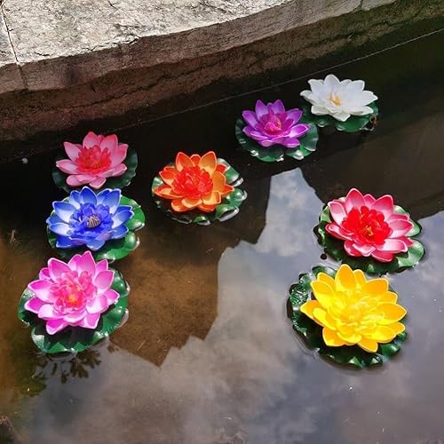 Gammaeon Nénuphar artificiel flottant - 10 cm - Blanc - Décoration de bassin - Plante aquatique pour mini étang - Nail Gallerys