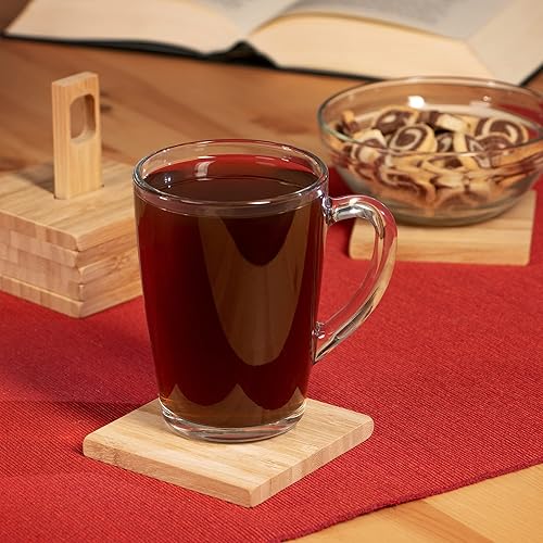 COM-FOUR® 12x sous-Verres en Bambou - sous-Verres carrés en Verre avec Support et poignée - sous-Verres pour Verres - sous-Verres pour protéger la Table (12 pièces) - Nail Gallerys