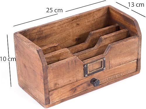 DESIGN DELIGHTS Portefeuille Juna | Bois dacajou, 3 Compartiments avec tiroir, 25 cm | Porte-Lettres, Organisateur de Bureau, Porte-Lettres, Porte-Documents - Nail Gallerys