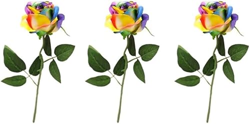 Aprilsunnyzone Pour fleurs en soie arc-en-ciel, fausses roses arc-en-ciel pour fête, décoration de mariage, décoration d'intérieur - Nail Gallerys