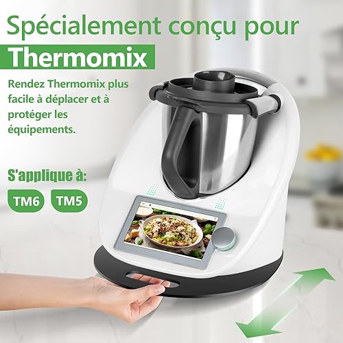 Charmofun Planche Coulissante pour Thermomix TM6/TM5, Planche Support Thermomix avec Roues Universelles et Poignée, Stable et Facile à Déplacer, Planche à Glisser pour Thermomix en Acrylique (Noir) - Nail Gallerys