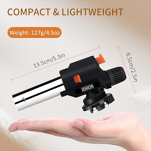 JDHON Chalumeau de Cuisine, Torches de Cuisine, Brûleur de Cuisine Réglable pour BBQ, Crème Brûlée, Pâtisseries, Desserts, Camping (Butane non Inclus)- Noir - Nail Gallerys