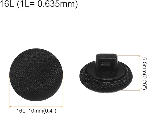 QUARKZMAN 10Pcs Boutons de Couture en Plastique Recouverts de Tissu en Coton de 10 mm de Diamètre pour Costumes, Robes, Blouses, Noir - Nail Gallerys