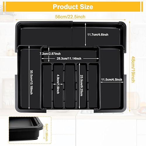 TNOMSNO Range Couverts pour Tiroi, Range Couverts Grand Plateau de Couverts Extensible pour la Cuisine, Plateau d'Ustensiles Extensible pour Tiroir pour Couverts, Cuillères, Fourchettes - Nail Gallerys